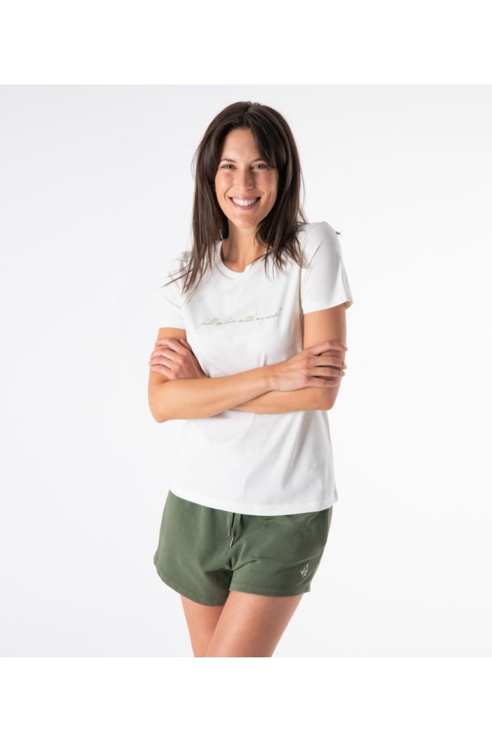 T-shirt slim fit donna 100% cotone organico con stampa