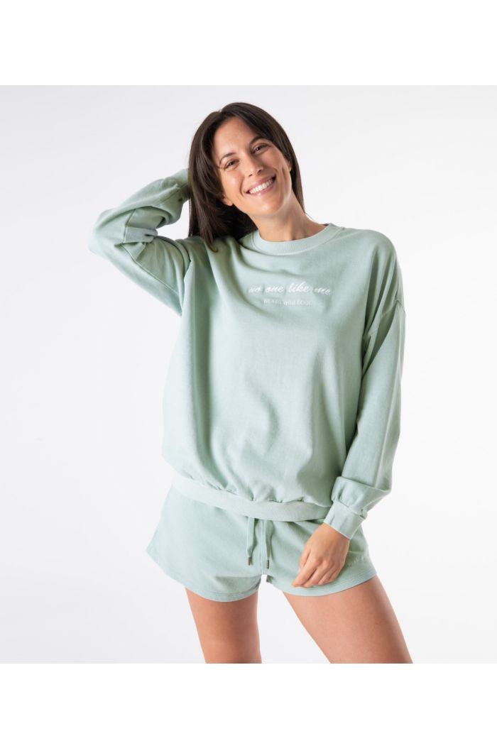 Women's jade green crewneck sweatshirt 100% organic cotton